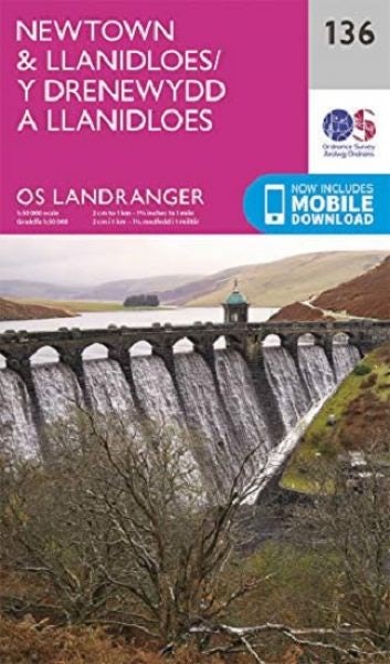 Cover image for OS Landranger Map 136 Newtown & Llanidloes / Y Drenewydd a Llanidloes, isbn: 9780319263815