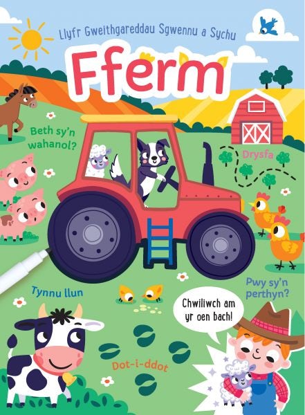 Cover image for Llyfr Gweithgareddau Sgwennu a Sychu: Fferm, isbn: 9781801065986