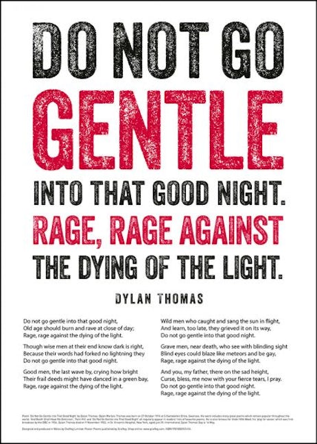 Cover image for Do Not Go Gentle Poster Poem, isbn: 9781805951414