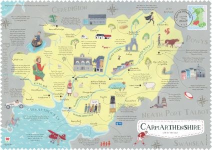 Cover image for Wales on the Map: Carmarthenshire Poster (English), isbn: 9781849674775